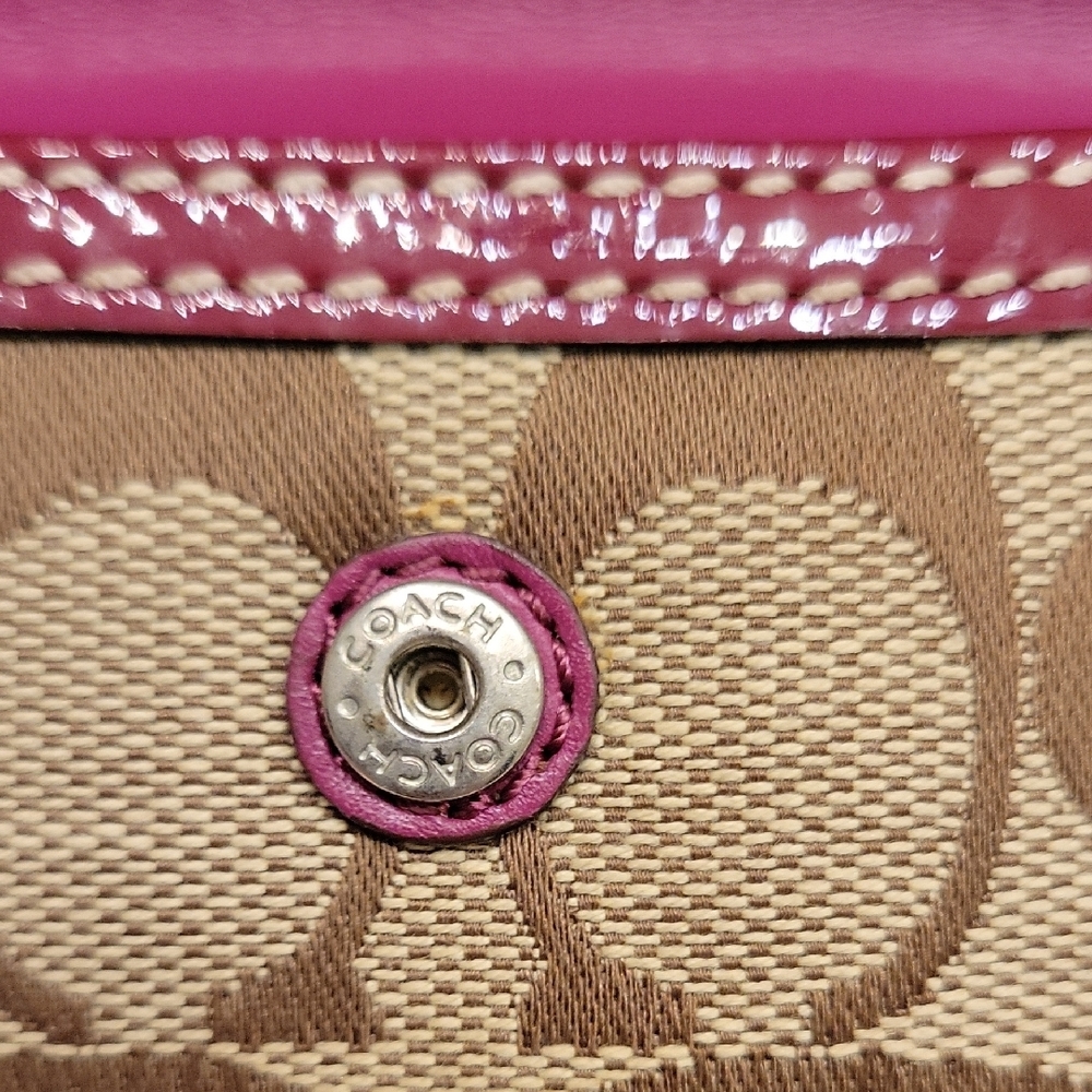 Coach Brown and Burgundy/Pink Wallet Signature Collection - Picture 8 of 14